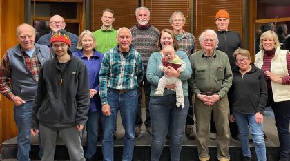 Thirteen members of the UCM Climate Resilience Study Group pose for a photo